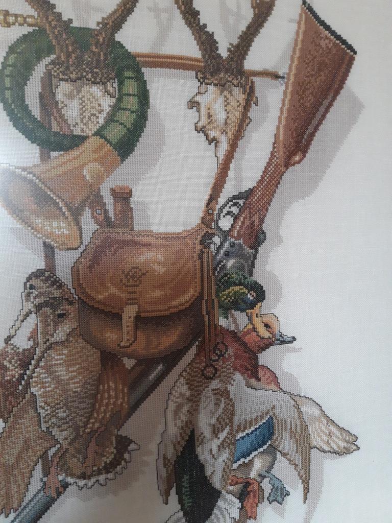 Geborduurd schilderij 70x53cm met mooi lijst, Antiek en Kunst, Kunst | Schilderijen | Klassiek, Ophalen of Verzenden