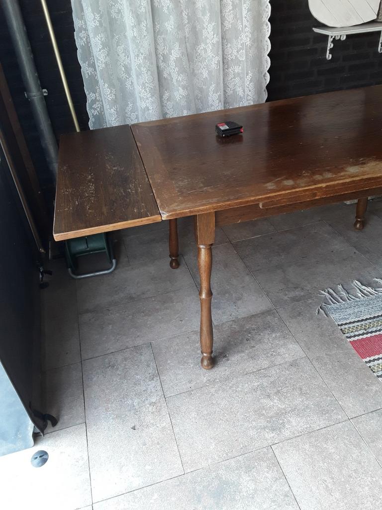 Uittrektafel, eiken,, Ophalen, Gebruikt, 50 tot 100 cm, Rechthoekig