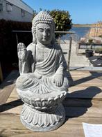 Boeddha beeld lichtgrijs kunststof, Ophalen of Verzenden, Gebruikt