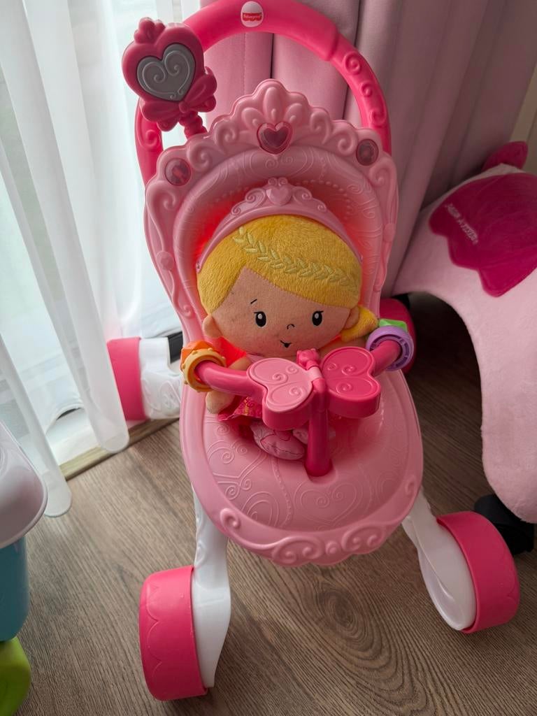 Fisher-Price Loopwagen en Prinsessenpop met Licht en Geluid, Ophalen of Verzenden, Zo goed als nieuw