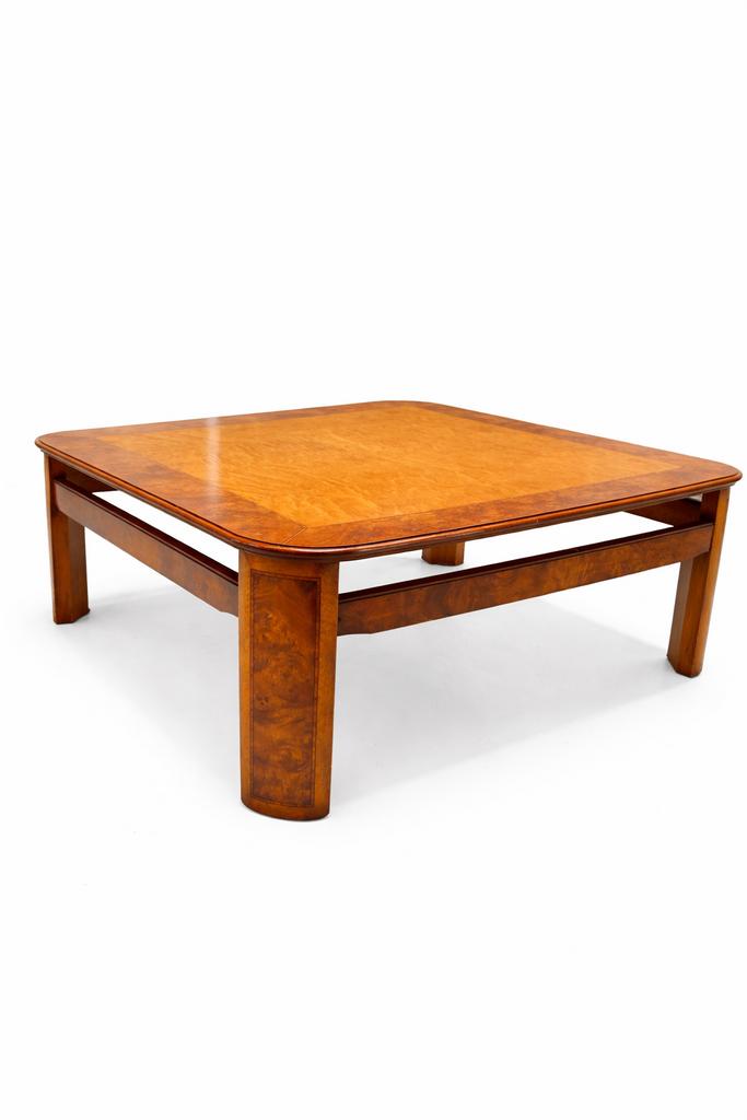 Midcentury salontafel wortelhout fineer – jaren 70 design, Ophalen, Gebruikt, 50 tot 100 cm, Vierkant