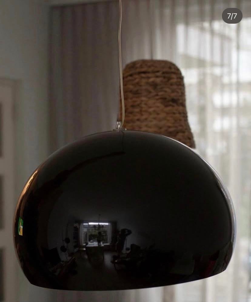 Twee Kartell FL/Y hanglampen, zwart, Huis en Inrichting, Lampen | Hanglampen, Ophalen, Gebruikt, Kunststof, 50 tot 75 cm