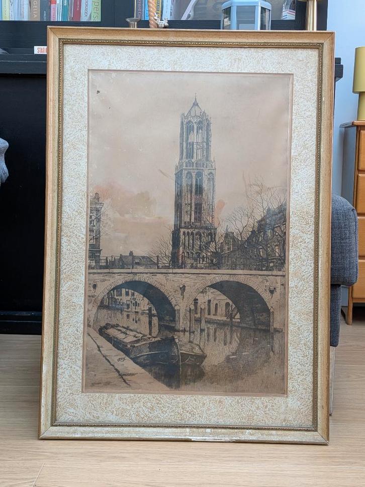 Ets Domtoren Jan Sirks, Antiek en Kunst, Kunst | Etsen en Gravures, Ophalen of Verzenden