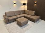 GRATIS BEZORGING - Taupe hoekbank - professioneel gereinigd