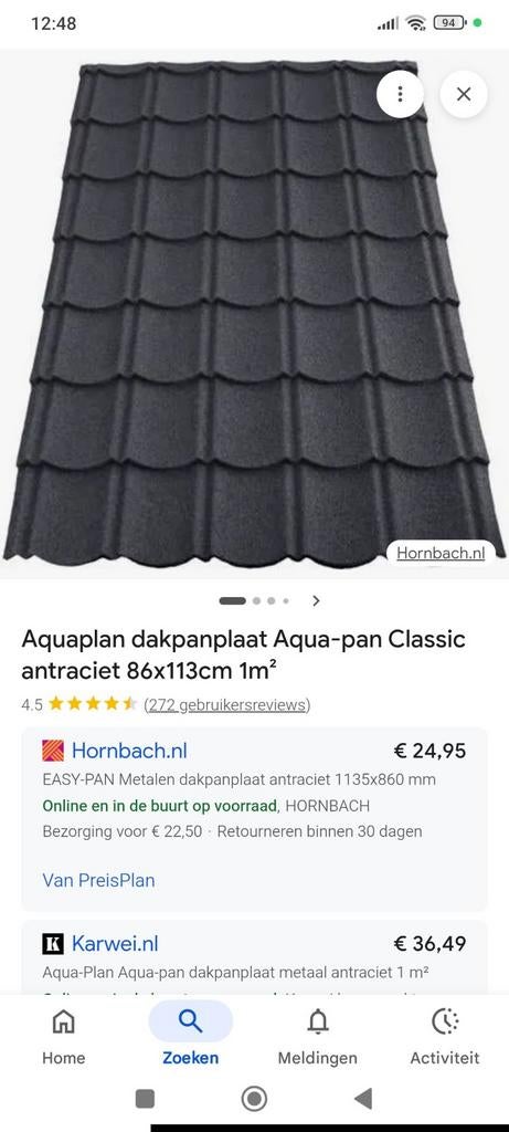 Dakpanplaten met grind, Doe-het-zelf en Verbouw, Dakpannen en Dakbedekking, Dakplaat of Dakpanplaat, Zwart, Ophalen of Verzenden