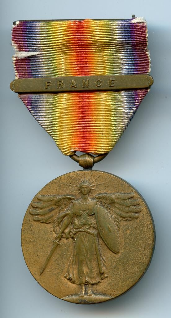 WO1 US Victory Medal met "France" Clasp (Wrap Brooch), Ophalen of Verzenden, Landmacht, Amerika, Lintje, Medaille of Wings