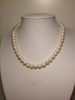 zoetwater parelketting met zilveren sluiting, Verzenden, Zo goed als nieuw, Wit, Zilver