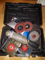 Haakse slijper Rockwell met diverse schijven en staalborstel, Ophalen of Verzenden, Gebruikt, 700 tot 1000 watt, Haakse handslijpmachine