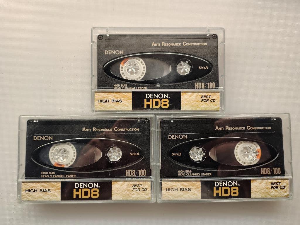 Denon HD8 100 chrome cassettes 3 stuks gebruikt, Cd's en Dvd's, Cassettebandjes, Verzenden, Gebruikt, Overige genres, 2 t/m 25 bandjes