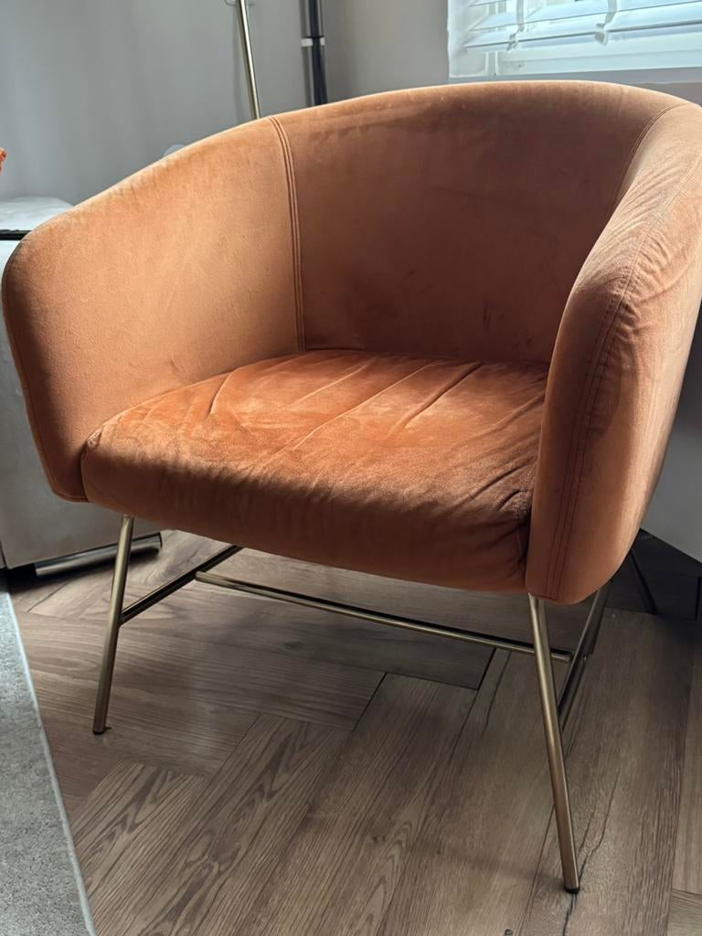 Stoel terra cotta kleur, Ophalen, Eenpersoons, Minder dan 75 cm, Zo goed als nieuw