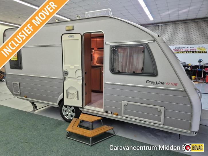 Kip Grey Line Special 47 TDB 2007 Fransbed MOVER, Caravans en Kamperen, Caravans, Bedrijf, tot en met 4, 1000 - 1250 kg, Rondzit