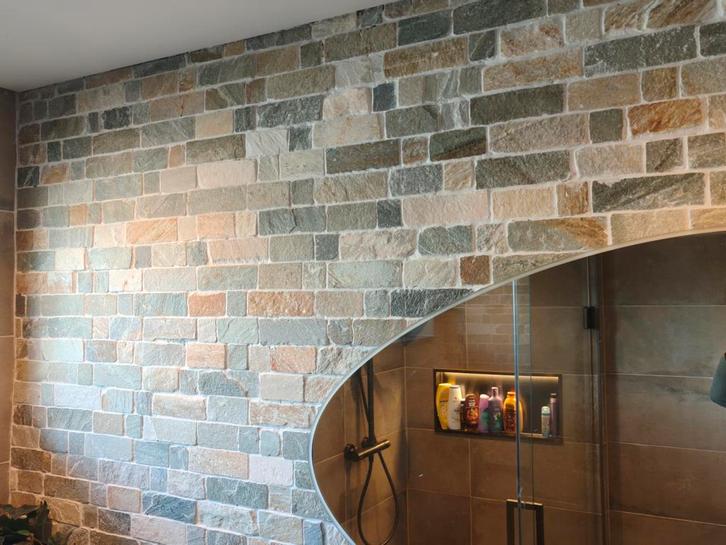 Natuursteen steenstrips+/- 5m², Doe-het-zelf en Verbouw, Tegels, Nieuw, Wandtegels, Keramiek, Minder dan 20 cm, 5 tot 10 m², Ophalen