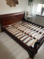 Mahonie Tweepersoonsbed 180x200 - Klassiek Design, Ophalen, Gebruikt, Bruin, Tweepersoons
