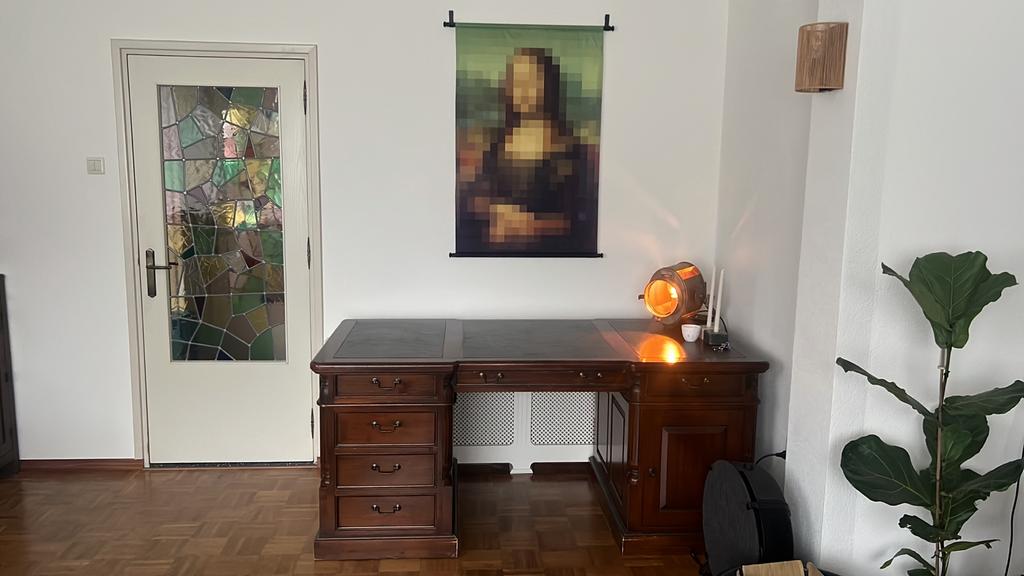 Klassiek Notaris Bureau - Massief Hout met Leren Blad, Ophalen, Overige typen, Gebruikt, Bruin