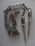 ZILVEREN JASSERON KETTING MET OUDE BREIDOPPEN, Sieraden, Tassen en Uiterlijk, Antieke sieraden, Verzenden, Zilver, Ketting