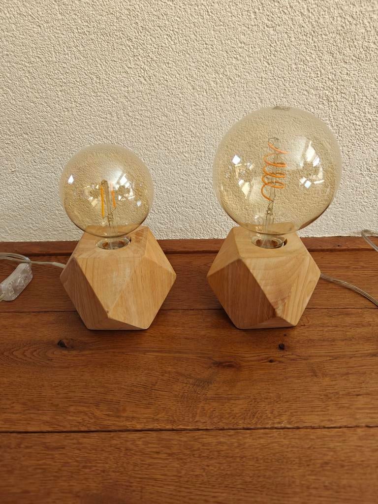 Houten tafellampen set, Ophalen of Verzenden, Zo goed als nieuw, Hout, Minder dan 50 cm