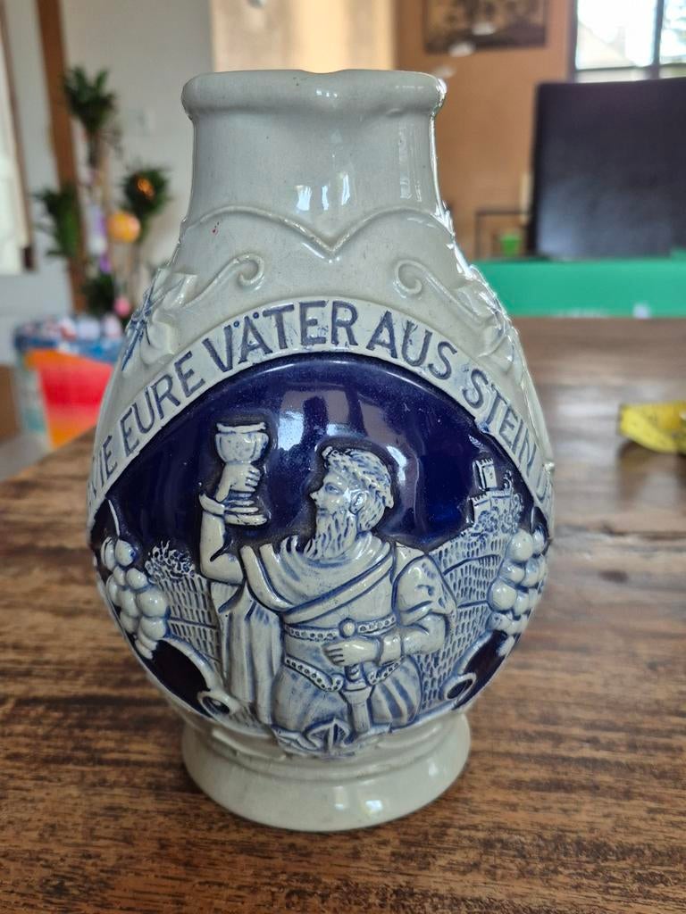 Wick-Werke Zoutglazuur Wijnpot 1L - Kobaltblauw Reliëf, Ophalen of Verzenden