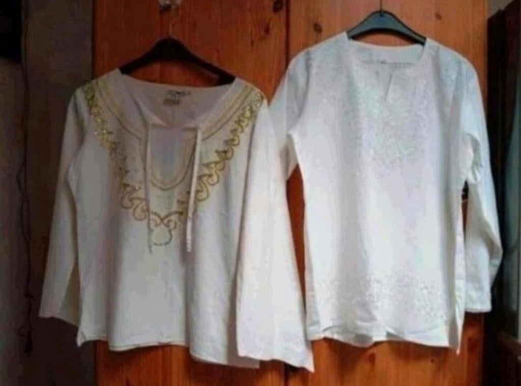 ✅️ 2 Nieuwe vintage Gypsy Bohostyle Longsleeves 2 stuks voor, Ophalen of Verzenden, Nieuw, Maat 36 (S), Wit