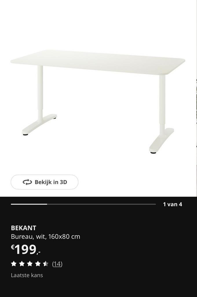 Bekant bureau nette staat, Huis en Inrichting, Bureaus, Nieuw, Bureau, In hoogte verstelbaar, Ophalen