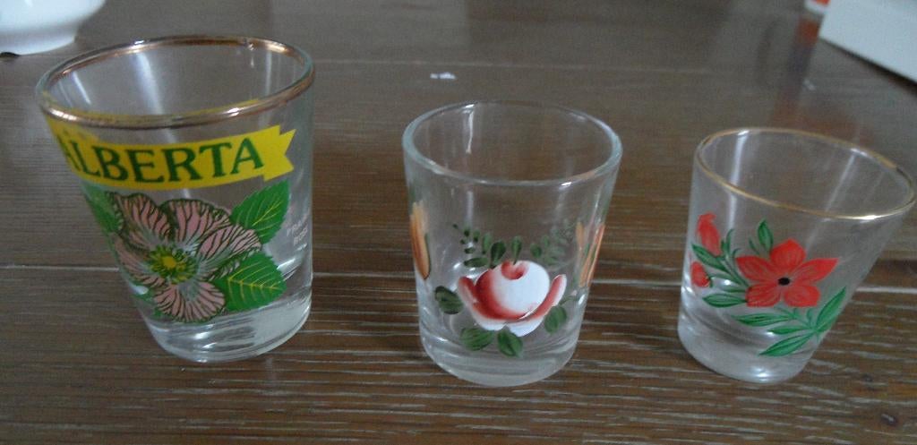 3 in goede staat verkerende shotglaasjes, Verzamelen, Ophalen of Verzenden, Zo goed als nieuw, Borrel- of Shotglas