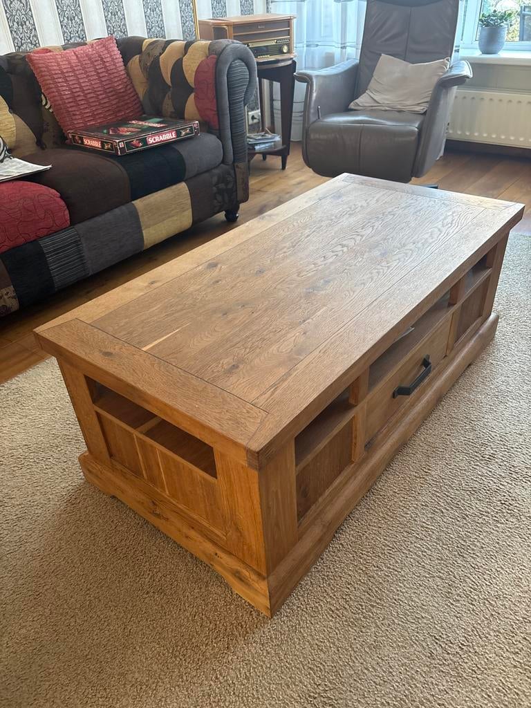 Eiken salontafel, Ophalen, Gebruikt, 100 tot 150 cm, Eikenhout