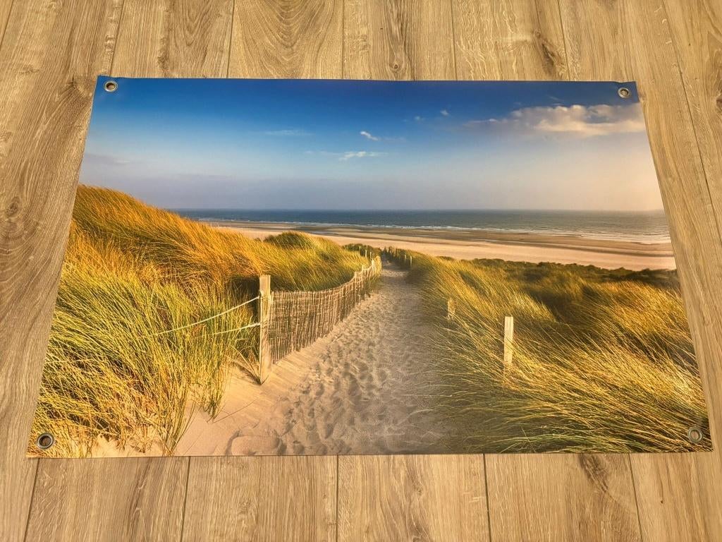 Tuinposter Strand & Duinen 90 x 60cm, Tuin en Terras, Tuinwanddecoratie, Ophalen of Verzenden, Nieuw