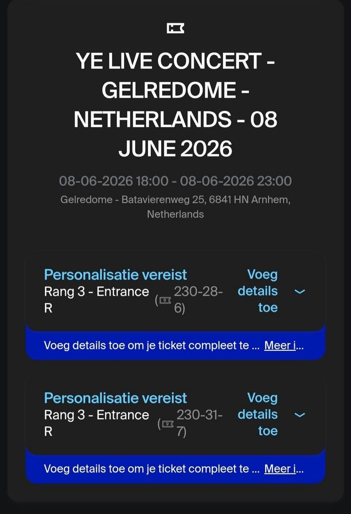 Kanye west tickets 8 juni, Twee personen, Juni