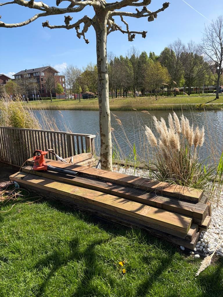 Douglas balken - tuinhout - zsm ophalen Hoofddorp, Tuin en Terras, Palen, Balken en Planken, Ophalen, Gebruikt, 250 cm of meer