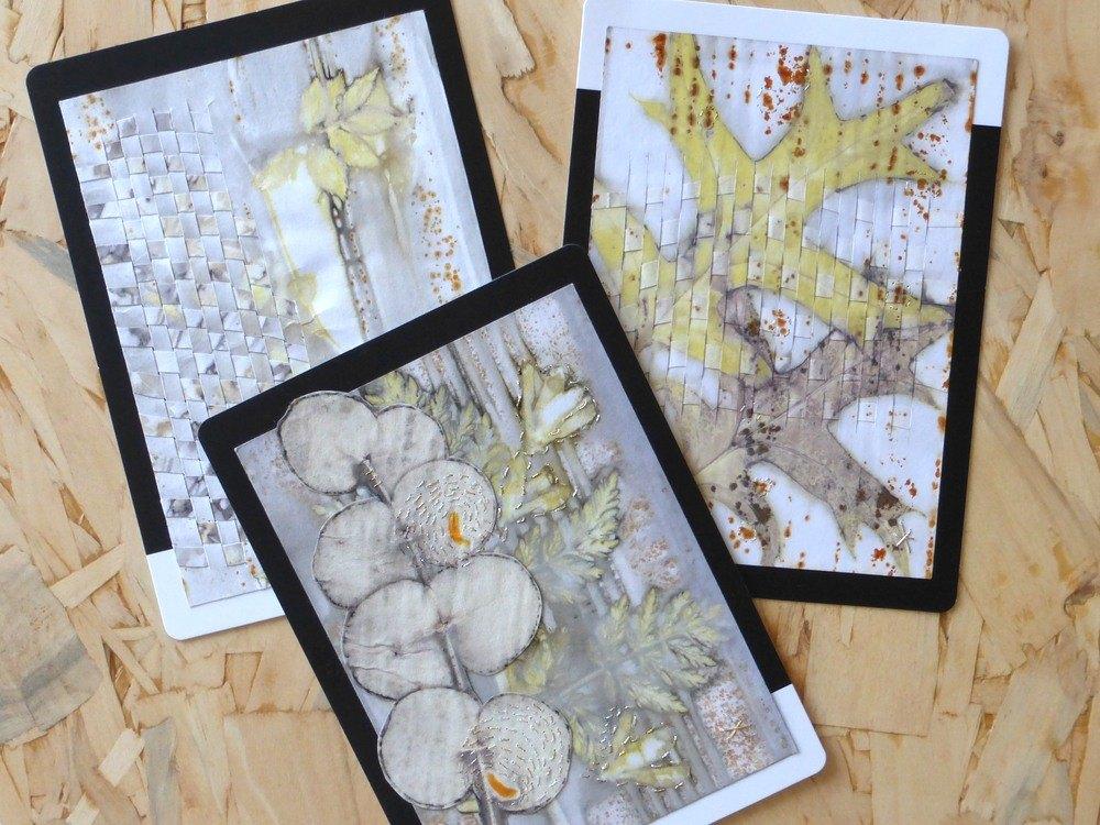 Ecoprints van bv rozenblad-fluitenkruid-eikenblad, Ophalen of Verzenden