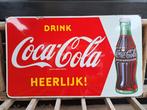 Emaille reclame , emaille reclamebord Coca cola langcat, Ophalen, Gebruikt, Reclamebord