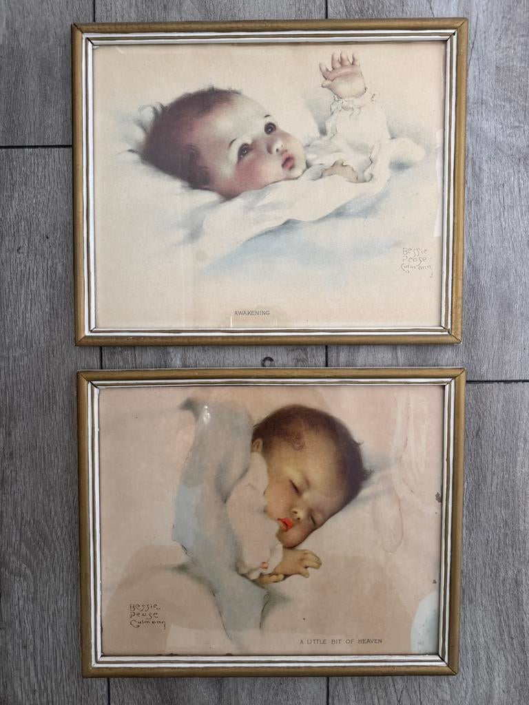 2x Vintage Baby Tekeningen - Bessie Pease Gutmann, Antiek en Kunst, Kunst | Tekeningen en Foto's, Ophalen of Verzenden