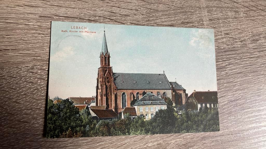 Oude ansichtkaart Lebach Pfatthaus met kerk, Ophalen of Verzenden, Voor 1920, Gelopen, Duitsland
