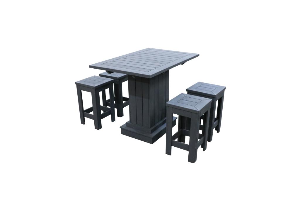 Barset + 4 barkrukken voor buiten | OUTLET | Op = op, Tuin en Terras, Tuinsets en Loungesets, Niet ingevuld, 4 zitplaatsen, Nieuw
