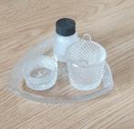 zout peper mosterd ruitpatroon kristalglas setje, volgnr 1, Ophalen of Verzenden