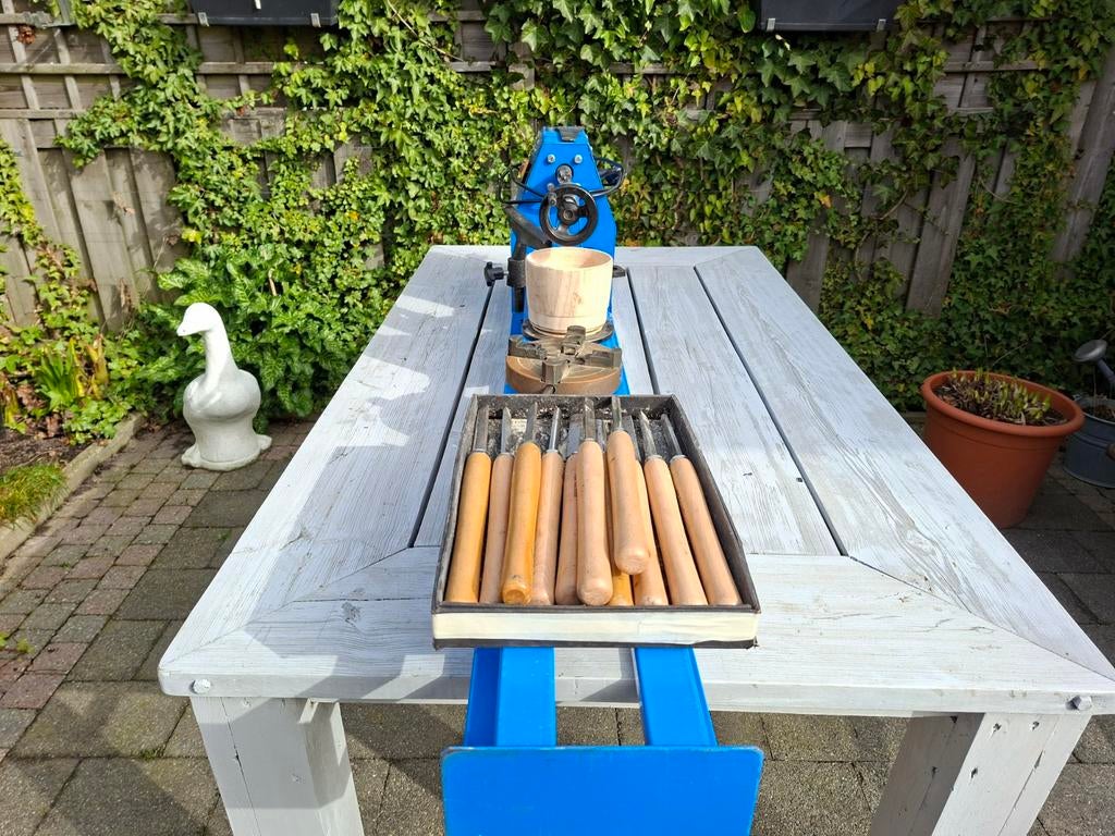 Houtdraaibank met accessoires - Zo goed als nieuw, Doe-het-zelf en Verbouw, Draaibanken, Verzenden