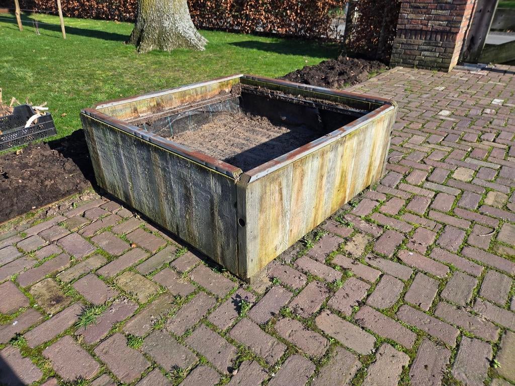 2 Steenschotten moestuin- of bloembakken 110x110x46 cm, Tuin en Terras, Bloembakken en Plantenbakken, Ophalen, Gebruikt, 100 cm of meer