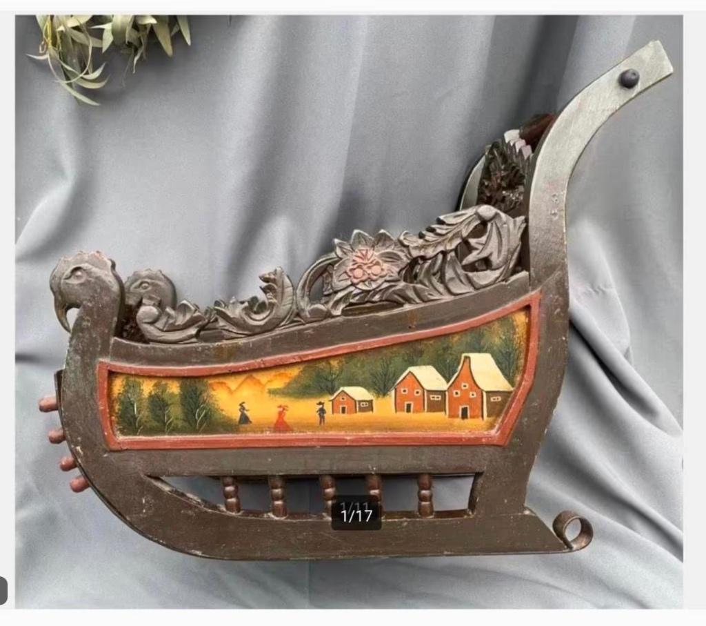 Bijzondere Arrenslee hout voor beer pop deco Zuid-Duits, Antiek en Kunst, Curiosa en Brocante, Ophalen of Verzenden