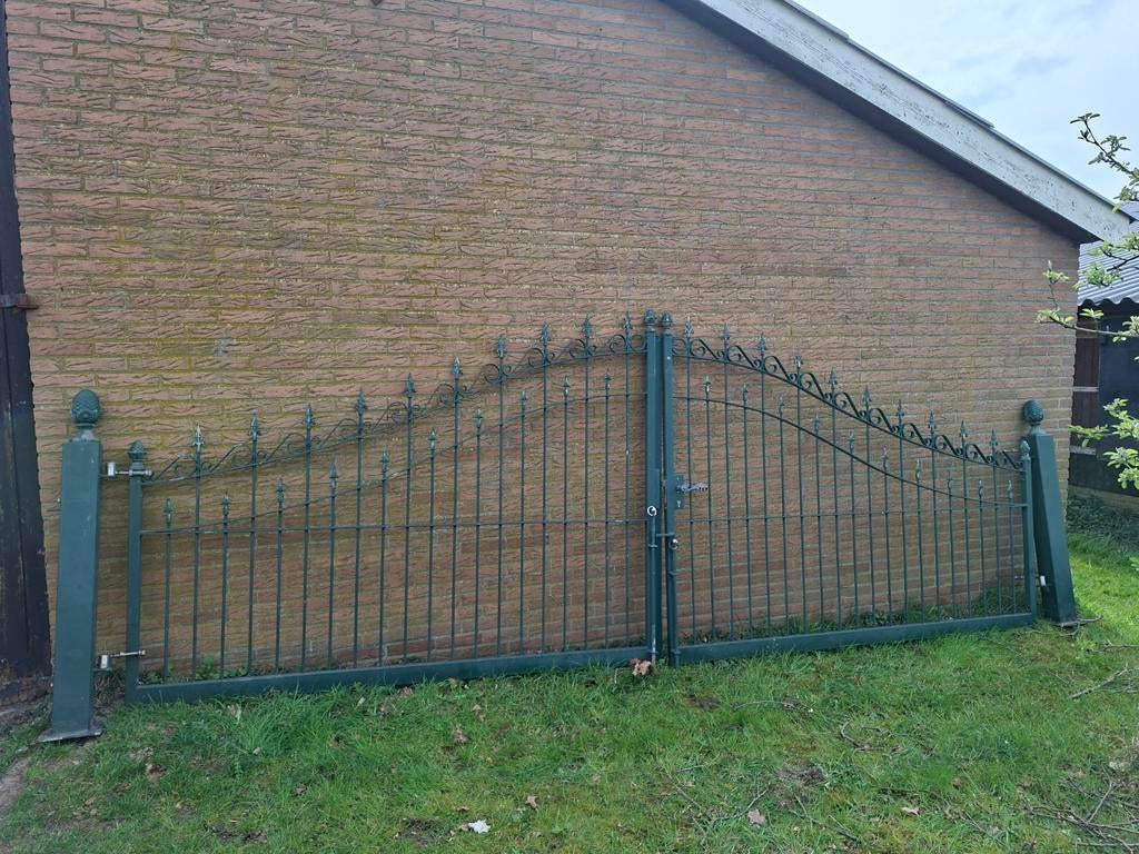 Zware Inrijpoort Sierhekwerk met Palen, Met poort, Gebruikt, Ophalen of Verzenden, Sierhekwerk