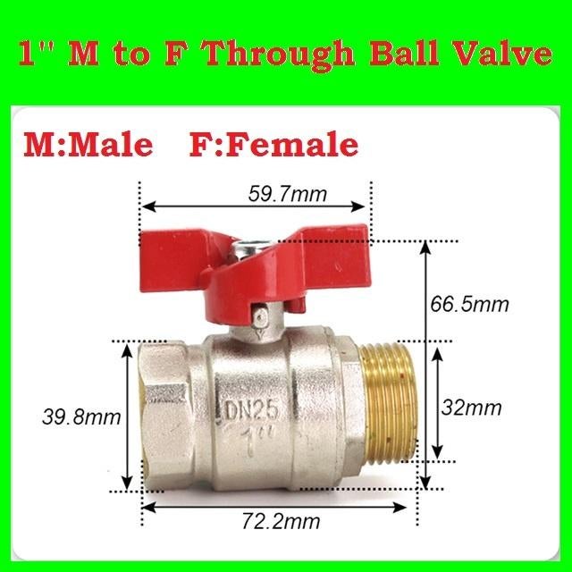 Kogelkraan 1'' Vlinder Messing Male Female Afsluiter Water, Overige materialen, Overige typen, Nieuw, Minder dan 2 meter
