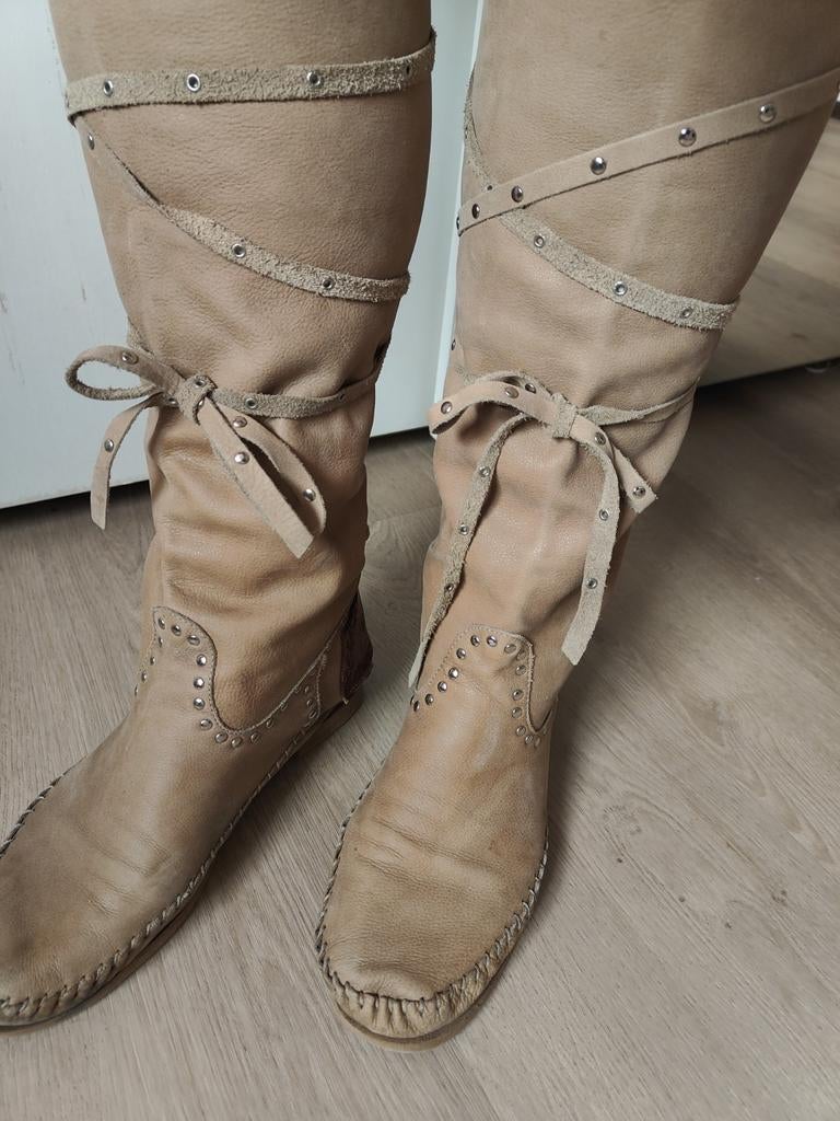 Karma of charme 40-41 afzaklaars leer  boho Ibiza, Hoge laarzen, Karma of charme, Bruin, Ophalen of Verzenden