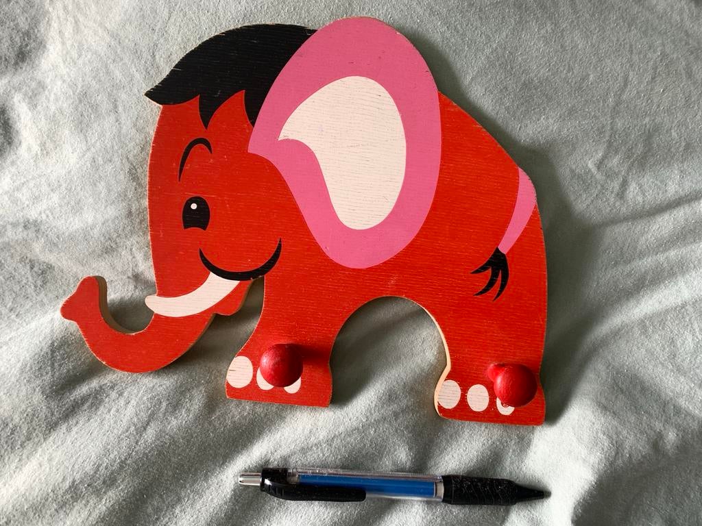 houten vintage kinderkapstok olifant | Albert Mertens, Gebruikt, Ophalen of Verzenden, Minder dan 100 cm, Kinderkapstok