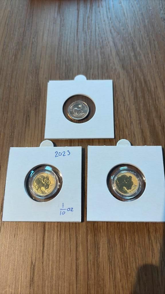 1/10 ounce goud krugerrand en koala (per stuk), Postzegels en Munten, Edelmetalen en Baren, Goud, Ophalen of Verzenden