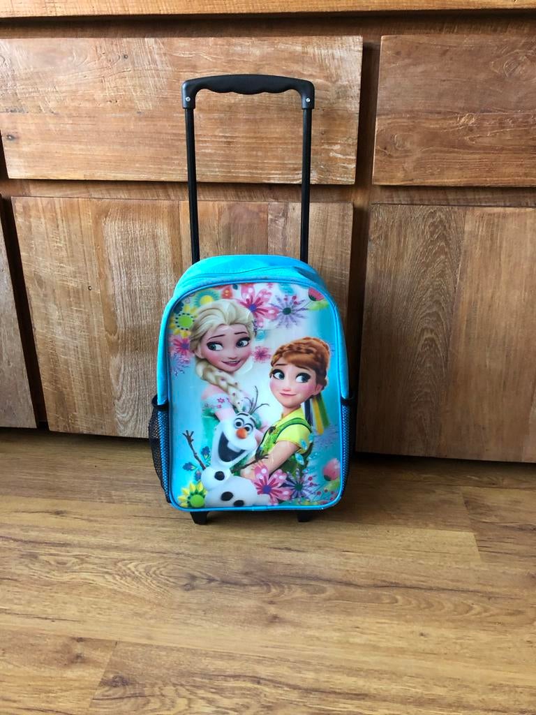 Frozen Rugzak Trolley Blauw met Elsa, Anna en Olaf, Ophalen of Verzenden, Gebruikt, 25 tot 40 cm, Disney of Dora