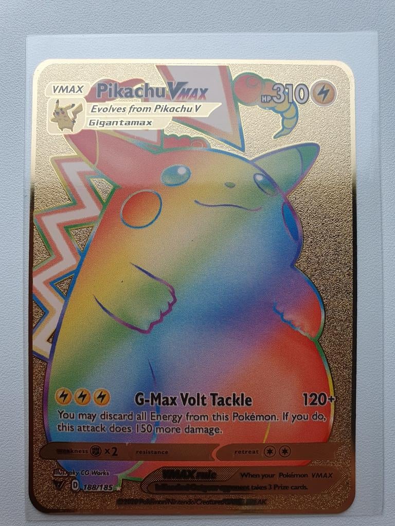 Pikachu V Max Rainbow Metal Card, Pokemon kaart van metaal, Hobby en Vrije tijd, Verzamelkaartspellen | Pokémon, Ophalen of Verzenden
