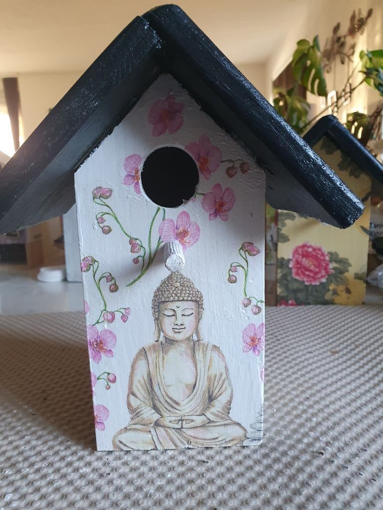 Uniek Vogelhuisje met Boeddha en Orchideeën, Ophalen of Verzenden, Nieuw