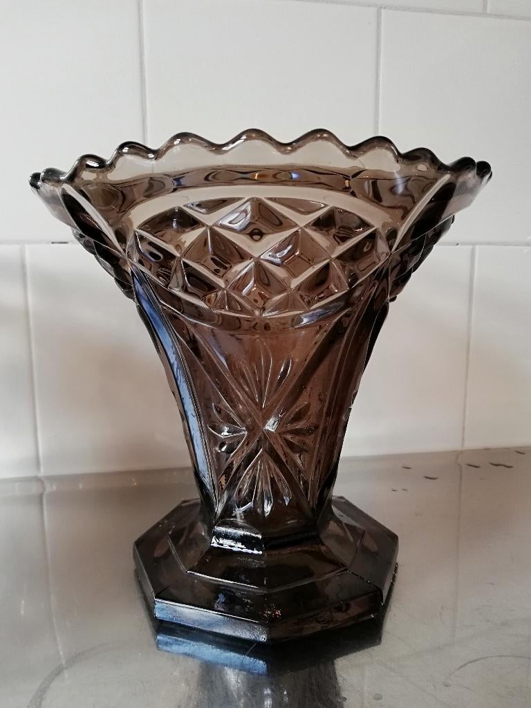 2 stuks beschikbaar prachtige glazen art deco vazen, Ophalen of Verzenden