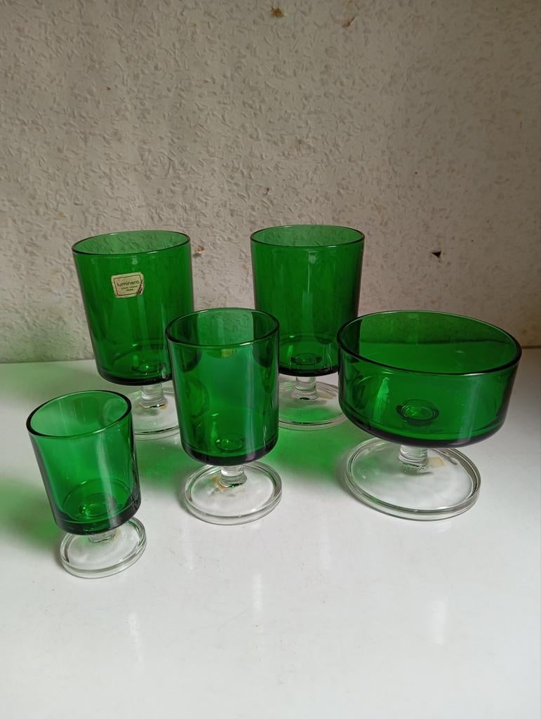 mooie vintage groene glazen Luminarc France, Ophalen of Verzenden, Gebruikt, Overige typen