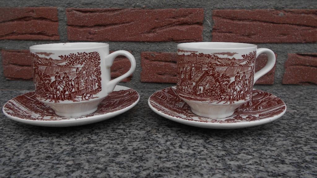 2 k/s Broadhurst England scene horses dogs bruin paarden, Ophalen of Verzenden