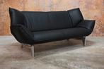OPNIEUW beklede zwarte leren Leolux Tango design bank, Leolux, Leolux, Driepersoons, 75 tot 100 cm