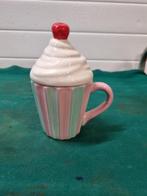 mok rose groen met slagroomdeksel, Verzamelen, Glas en Borrelglaasjes, Ophalen of Verzenden, 'T Olde Gre-j, Info@toldegrej.nl